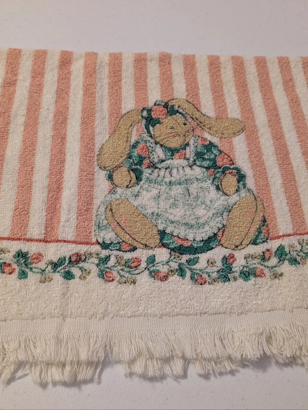 Vintage Cottagecore Bunny Rabbit Cannon Kitchen Towel & Potholder Set Cotton